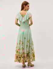 Aimee Floral Print Ruffle Maxi Dress, Green (SAGE), large