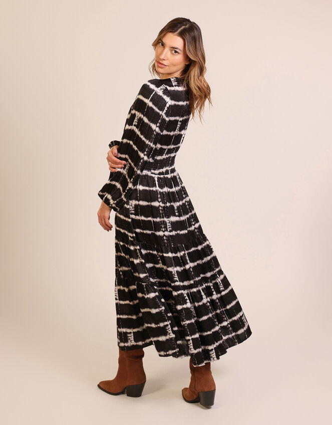 Traffic People Whispers Tie Dye Midi Dress, Black (BLACK), large