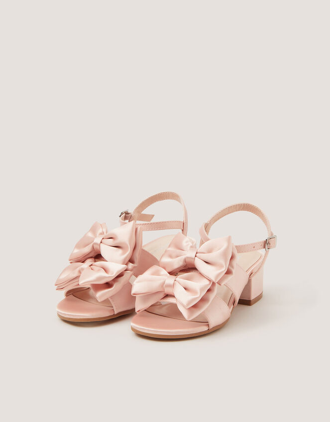 Double Bow Heeled Sandals, Pink (PINK), large