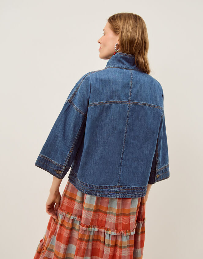 Gwen Funnel Neck Denim Jacket, Blue (DENIM BLUE), large