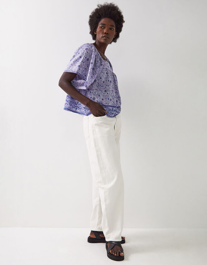 East Tiera Square Neck Floral Top, Blue (BLUE), large