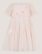 Baby Leila Embroidered Tulle Party Dress, Pink (PALE PINK), large
