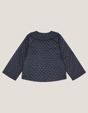 Bow Quilted Collar Jacket, Blue (NAVY), large