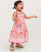 Baby Unicorn Print Broderie Dress, Pink (PINK), large