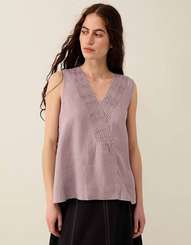 East Liza Sleeveless Linen Top Lilac, Purple (LILAC), large