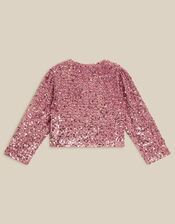 Monsoon x Queens of Archive Velvet Bow Sequin Jacket, Pink (PINK), large