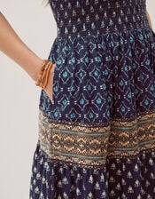 Amaya Print Jersey Maxi Dress, Blue (NAVY), large