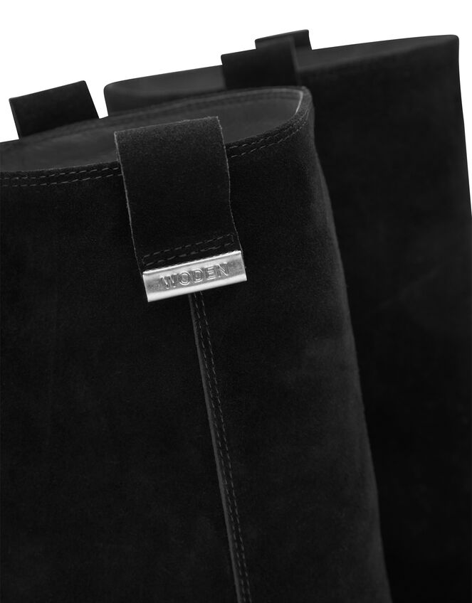 Woden Lea Suede Long Boots, Black (BLACK), large