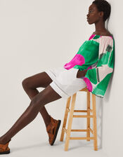 Miley Colour Block Bardot Top, Green (GREEN), large