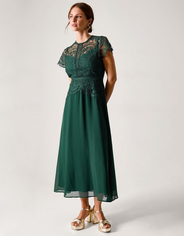 Monica Lace Midi Bridesmaid Dress, Green (GREEN), large