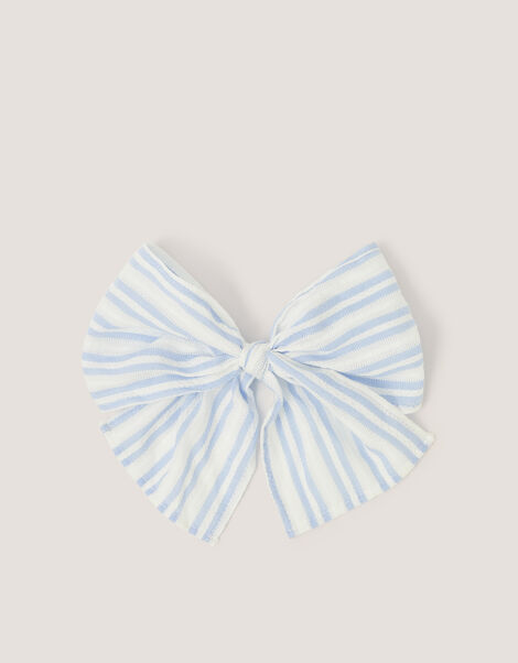 Stripe Bow Hair Clip, , large