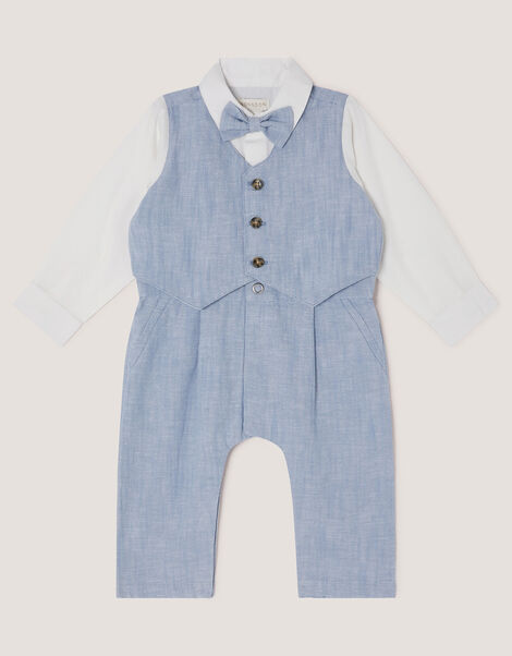 Newborn Arlo Waistcoat Romper, Blue (BLUE), large