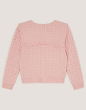 Sequin Bow Pointelle Cardigan, Pink (PINK), large