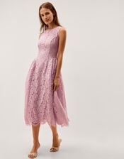Lydia Sleeveless Lace Midi Dress, Pink (PINK), large