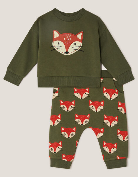 Newborn Fox Jumper & Leggings Set, Green (GREEN), large