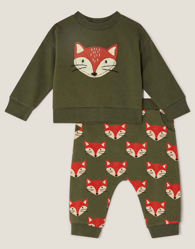 Newborn Fox Jumper & Leggings Set, Green (GREEN), large