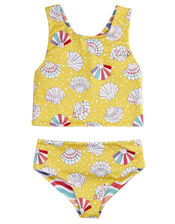 Frugi Tegan Printed Reversible Tankini Set, Yellow (YELLOW), large
