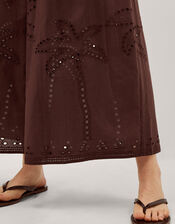 Eden Palm Cutwork Wide Leg Pants , Brown (BROWN), large