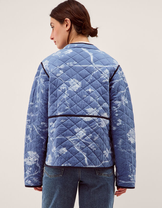 Jayda Print Jersey Quilted Jacket, Blue (BLUE), large