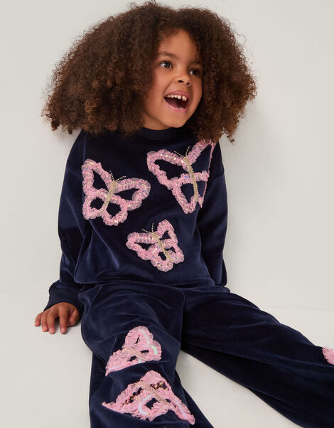 Butterfly Embellished Top, Blue (NAVY), large