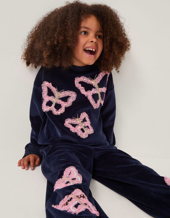 Butterfly Embellished Top, Blue (NAVY), large