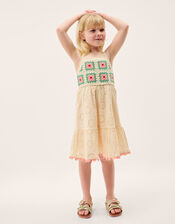 Crochet Broderie Dress, White (WHITE), large