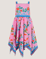 Oriana Fruity Hanky Hem Dress, Pink (PINK), large