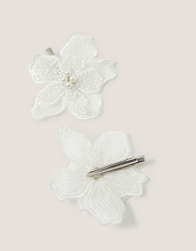 2-Pack Beaded Flower Hair Clips, , large