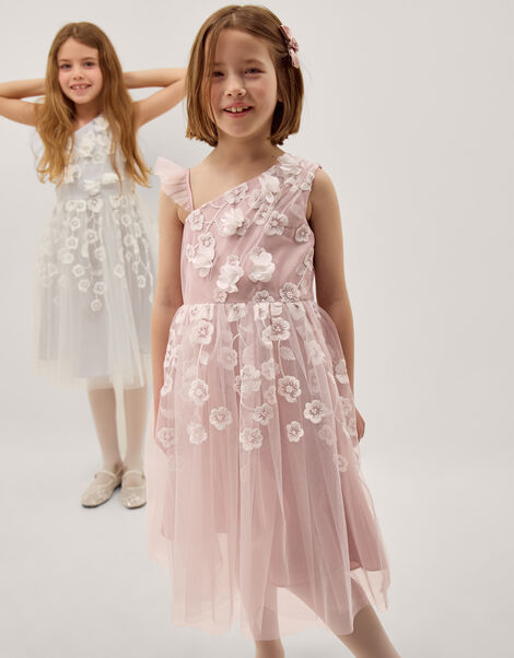 Liza Embroidered Asymmetrical Party Dress, Pink (PINK), large