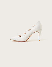 Scallop Satin Bridal Court Shoes, Ivory (IVORY), large