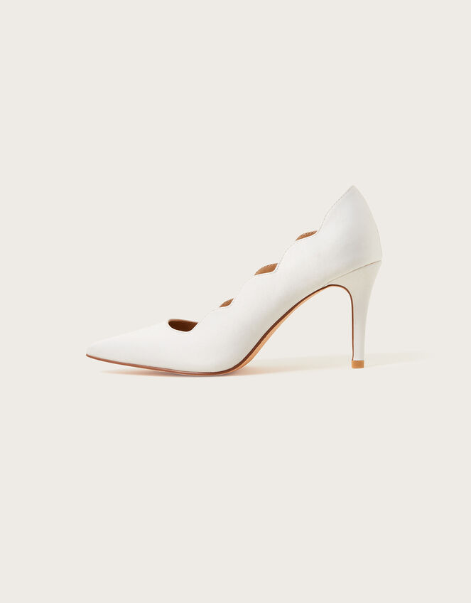 Scallop Satin Bridal Court Shoes, Ivory (IVORY), large