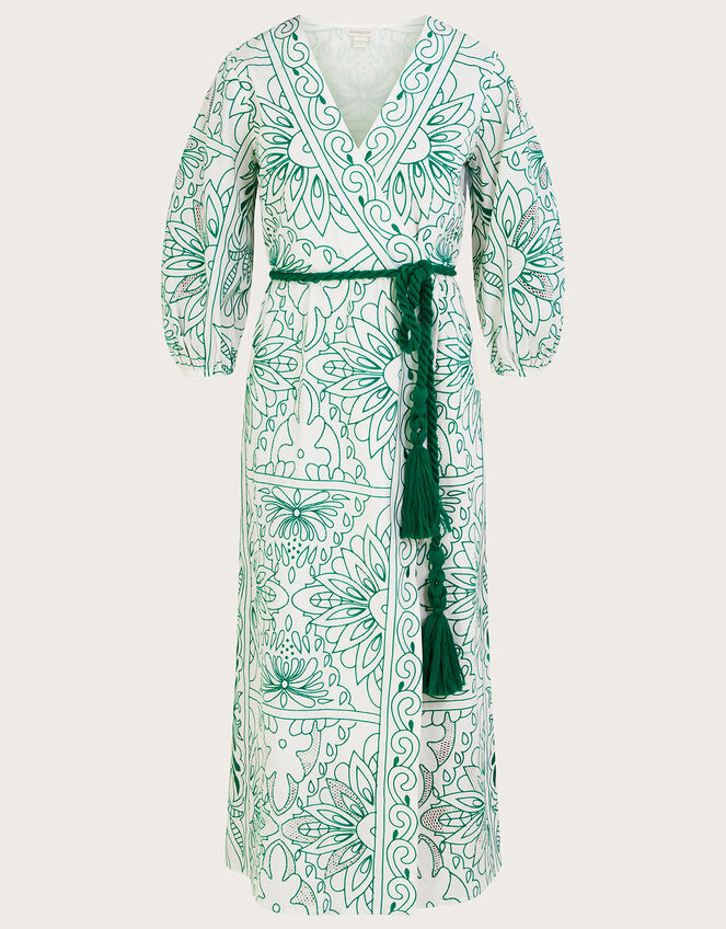 Cut Work and Embroidered Dress in Sustainable Cotton, White (WHITE), large