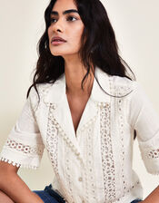 Irina Lace Shirt, Ivory (IVORY), large