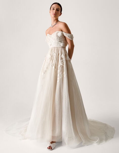 Luciane Off-Shoulder Wedding Dress, Ivory (IVORY), large