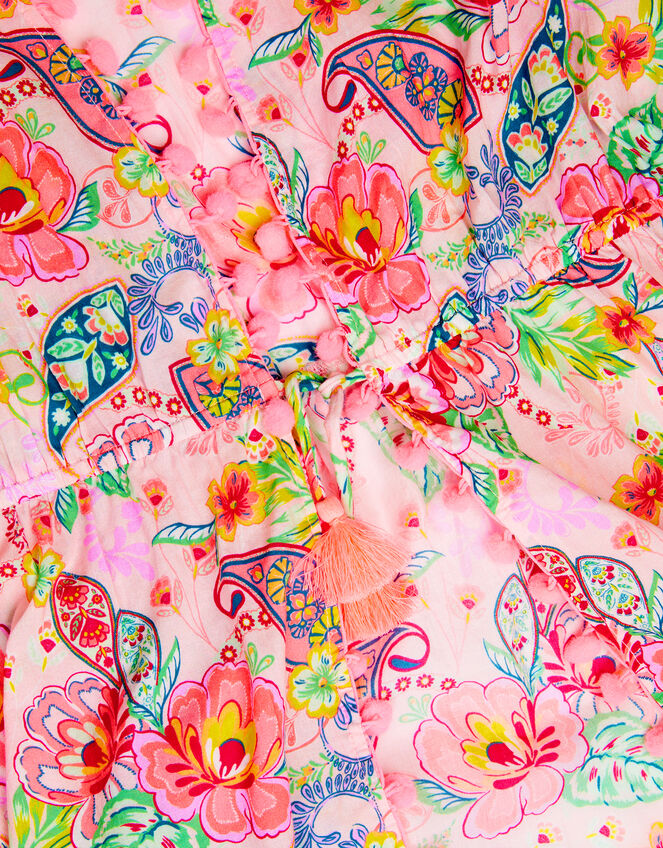 Paisley Print Pom Pom Kaftan, Pink (PINK), large