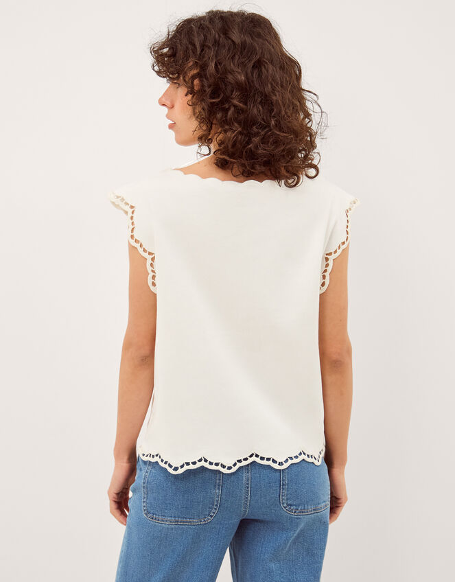Gaia Floral Cutwork Top, Ivory (IVORY), large