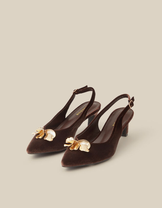 Juni Embellished Slingback Heels , Brown (BROWN), large