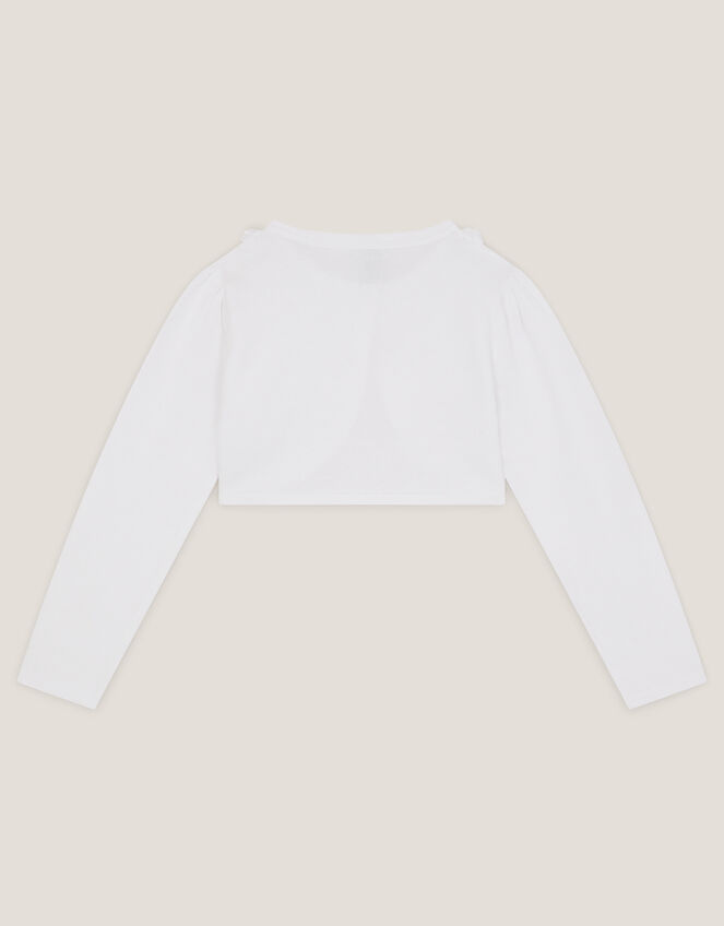 Ottilie Appliqu&eacute; Rose Cardigan, White (WHITE), large