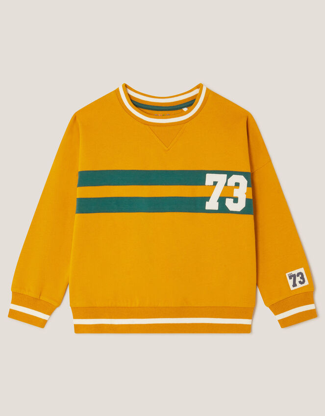 Varsity Stripe Sweatshirt, Yellow (YELLOW), large