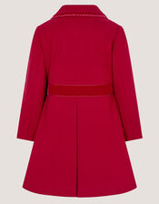 Velvet Bow A-Line Coat, Red (RED), large