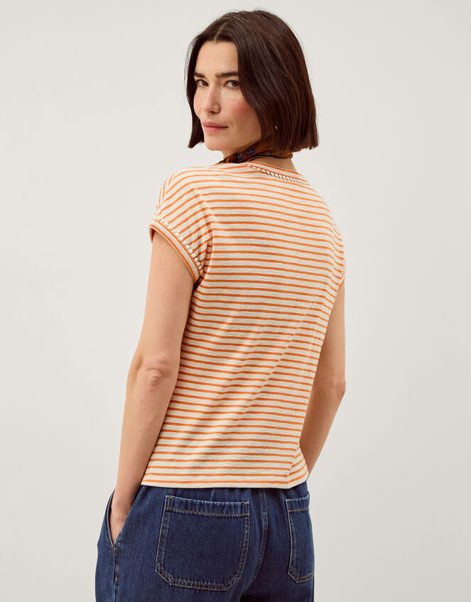 Selena Stripe Jersey T-Shirt, Ivory (IVORY), large