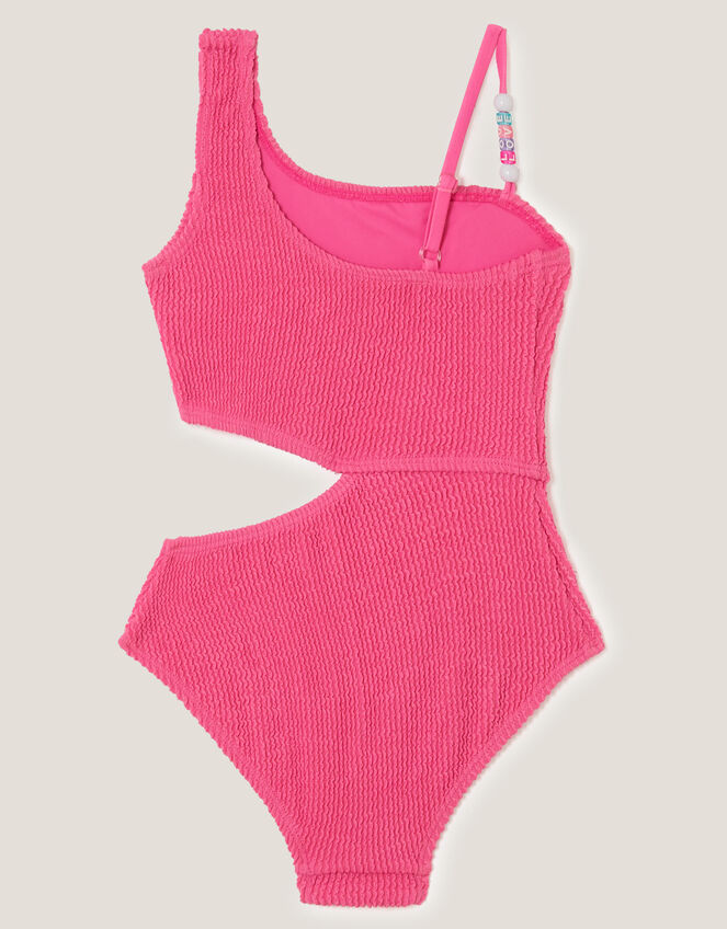 Asymmetrical Crinkle Textured Swimsuit, Pink (PINK), large