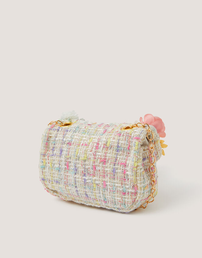 Mini Flower Embellished Boucle Bag, , large