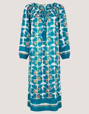 Leila Print Midi Beach Dress, Teal (TEAL), large