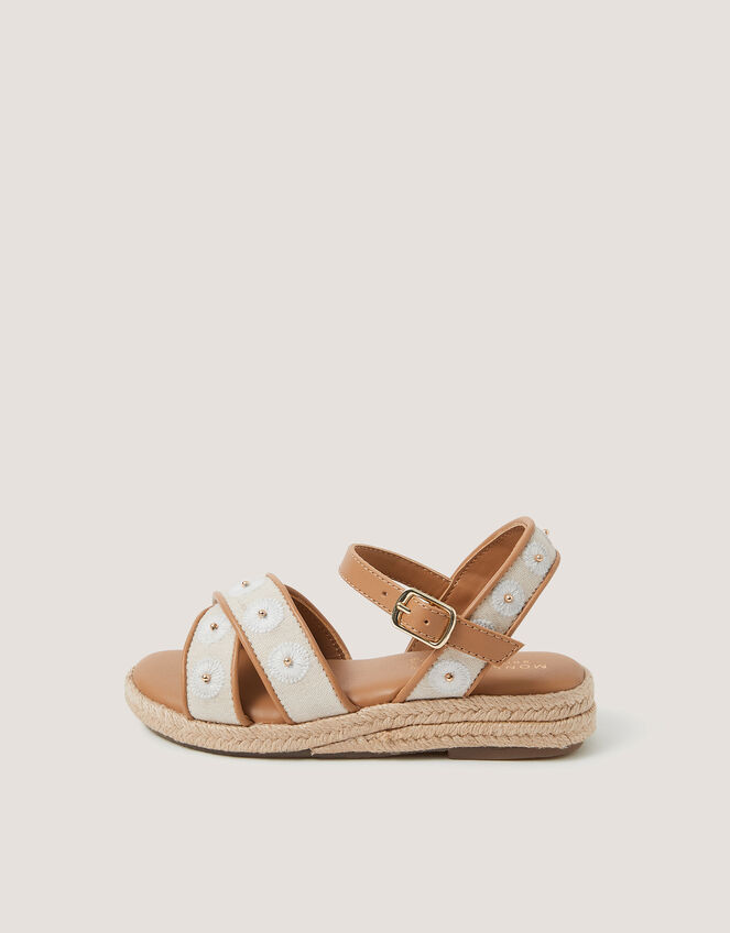 Floral Espadrille Wedge Sandals, Natural (NATURAL), large