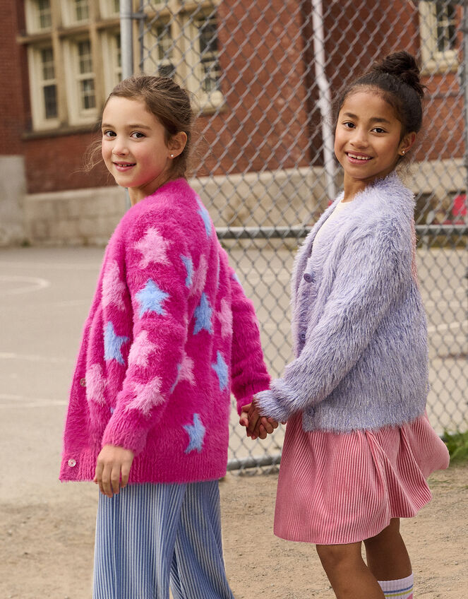 Hatley Star Fuzzy Cardigan, Pink (PINK), large