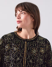East Laurie Embroidered Velvet Jacket, Black (BLACK), large