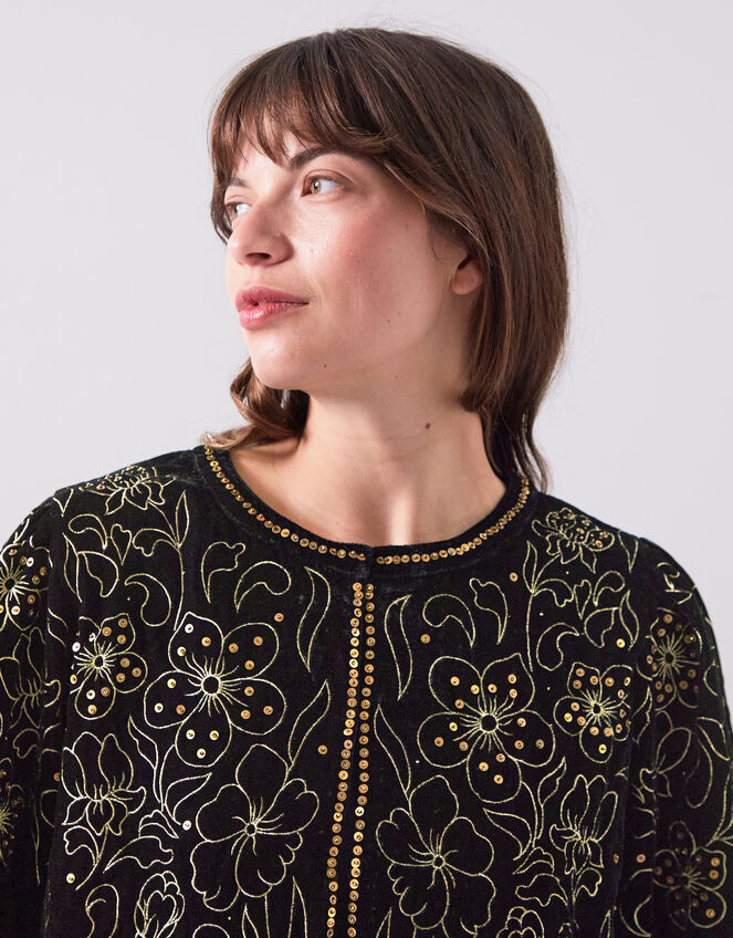 East Laurie Embroidered Velvet Jacket, Black (BLACK), large