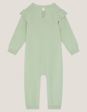 Newborn Embroidered Cable Knit Romper, Green (GREEN), large