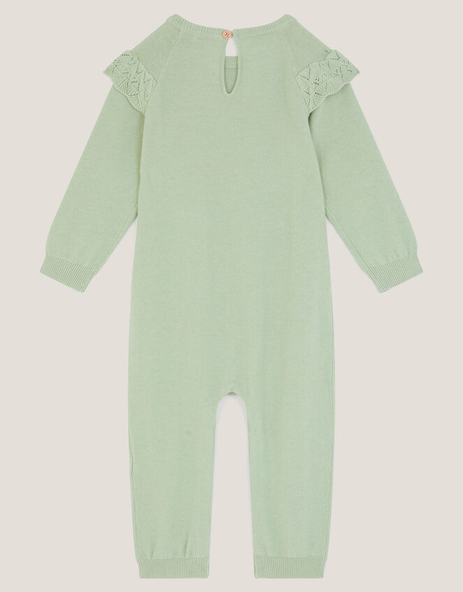 Newborn Embroidered Cable Knit Romper, Green (GREEN), large